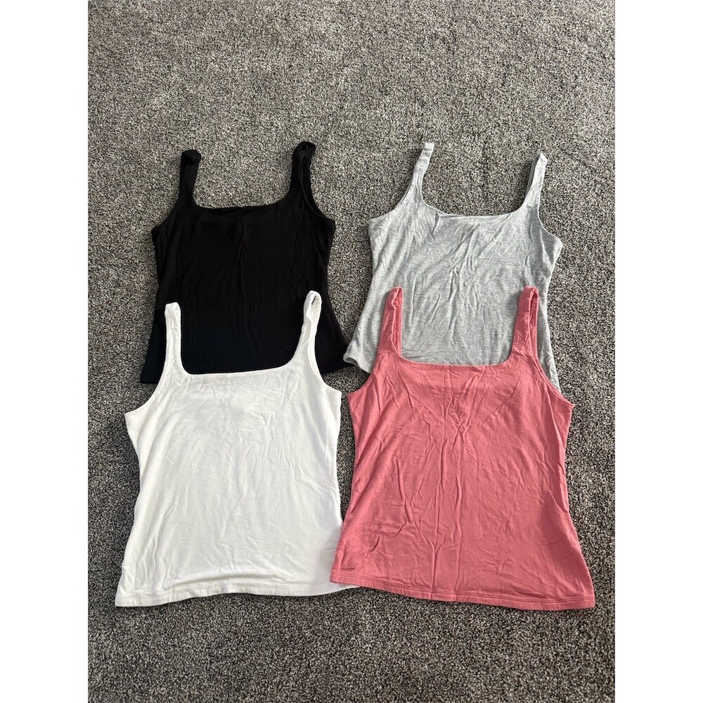 Love Tree Square Neck Tank Tops Lot of 4 Black Gray White Pink Size M